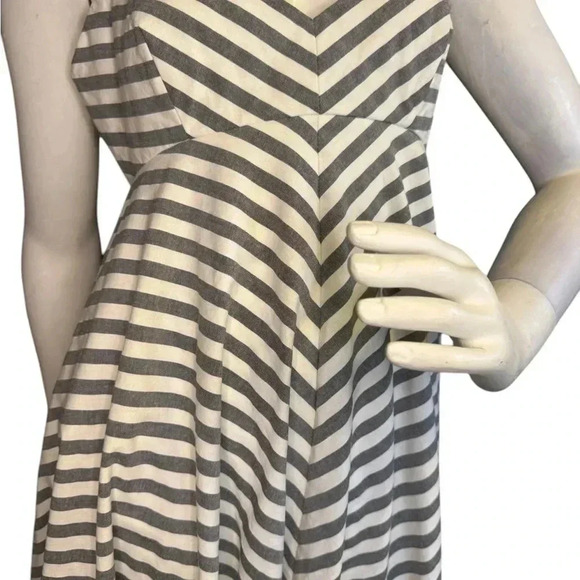 Milly Mitered Trapeze Dress White/Blue Striped Dress Size 8. - Picture 5 of 10